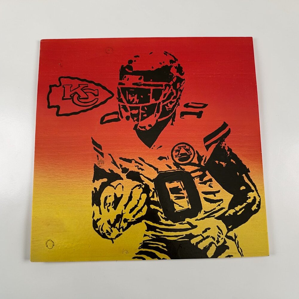 Kansas City Chiefs Tyreek Hill Hand Painted Wooded Picture (10x10")